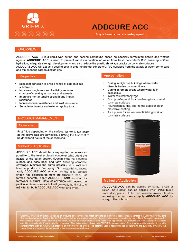Addcure Acc Tds | PDF | Concrete | Materials
