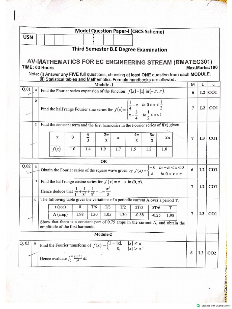 Model Question Paper 1 | PDF