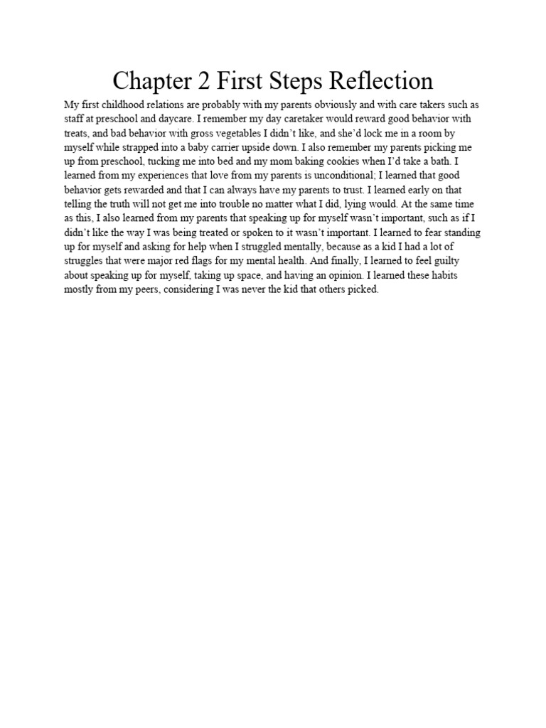 Chapter 2 First Steps Reflection | PDF