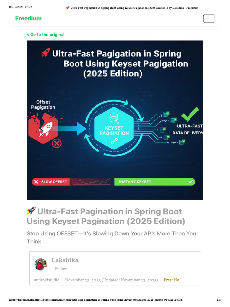 ? Ultra-Fast Pagination in Spring Boot Using Keyset Pagination (2025 ...