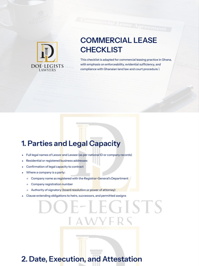 Commercial Lease Checklist | PDF | Lease | Civil Law (Legal System)