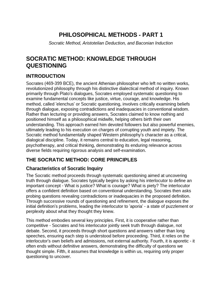Philosophy Methods Part1 Socratic Aristotelian Baconian | PDF | Logic ...