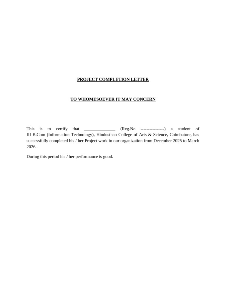 Project Completion Letter | PDF