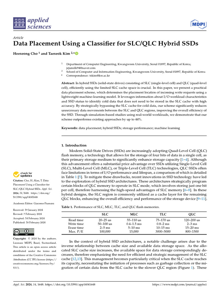 Data Placement Using A Classifier For SLC:QLC Hybrid SSDs | PDF | Solid ...