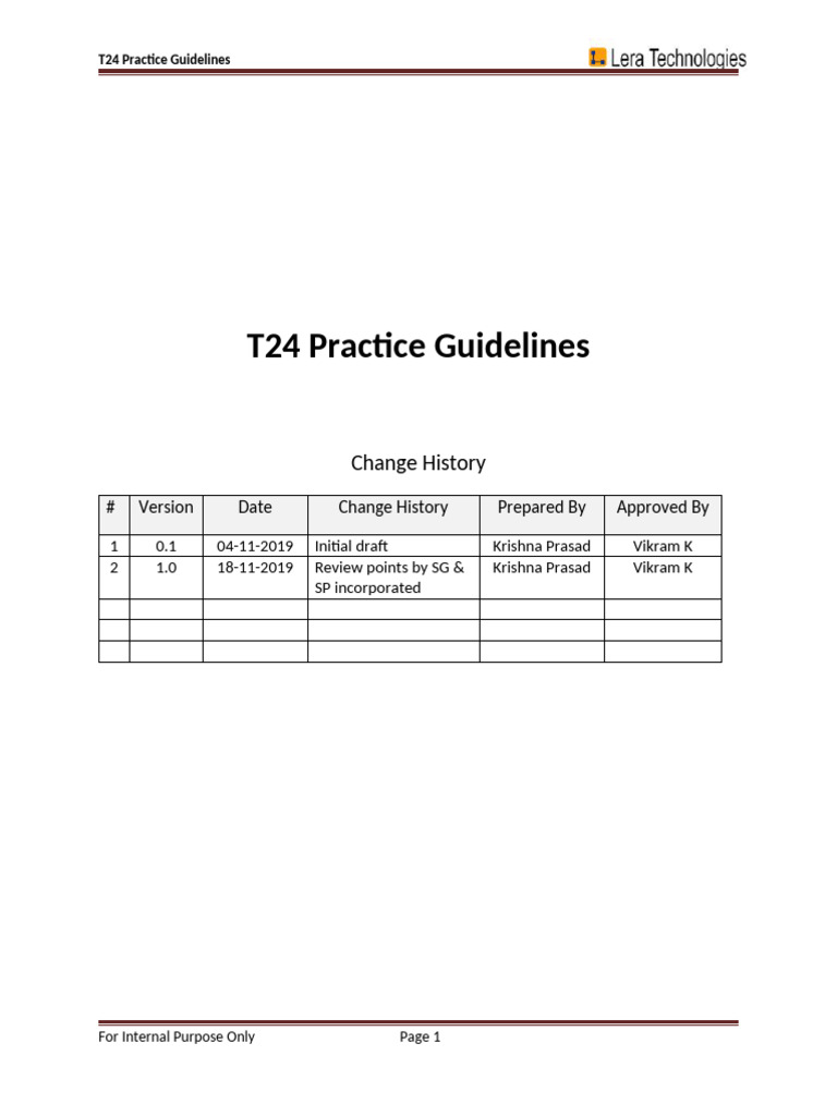 T24 Practice Guidelines 1.0 | PDF | Governance