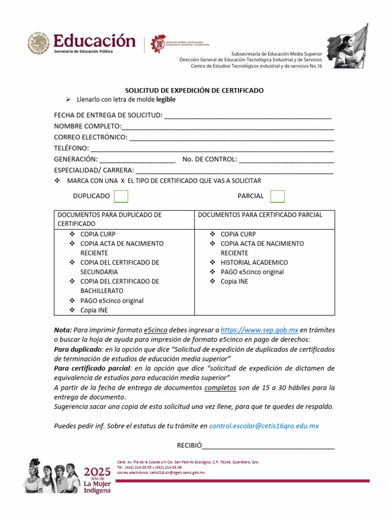 Solicitud de Expedición de Certificado 2025 | PDF