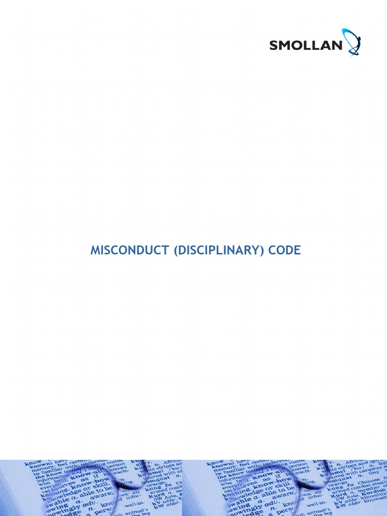 Misconduct (Disciplinary) Code | PDF | Employment | Harassment