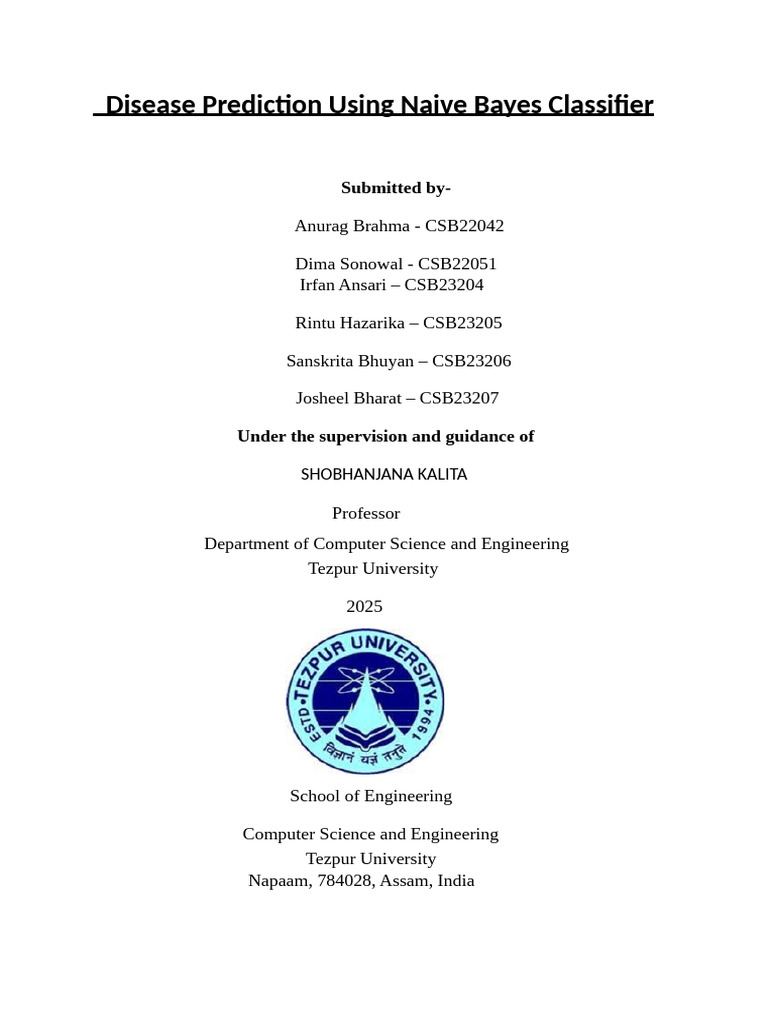 Disease Prediction Using Naive Bayes Classifier | PDF | Machine ...