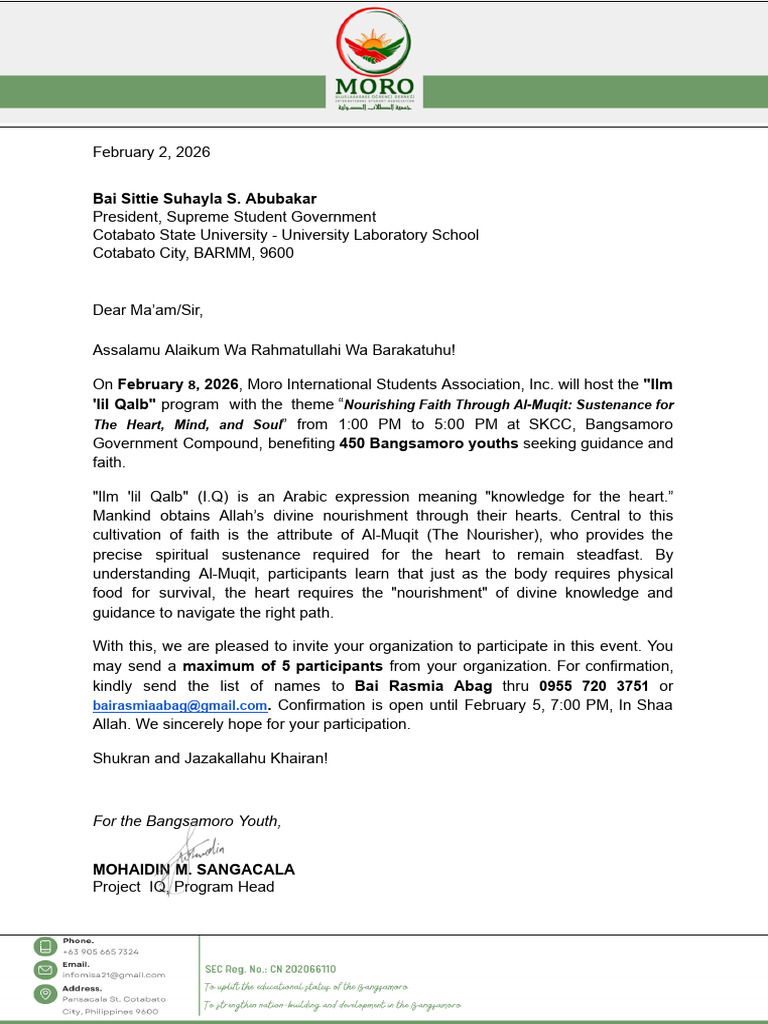 CSU ULS SSG - Invitation Letter | PDF