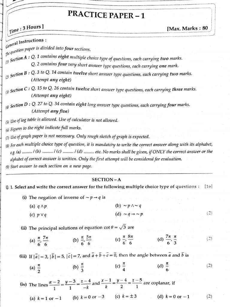 Question Paper Maths | PDF