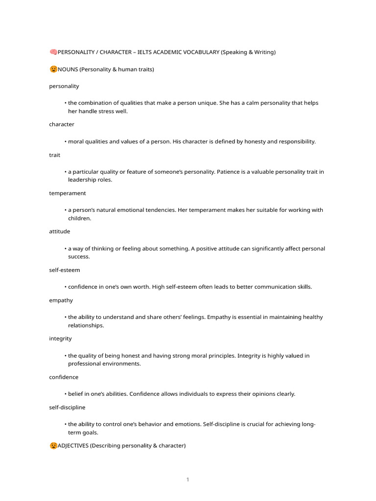 Personality & Character ACADEMIC | PDF | Empathy | Attitude (Psychology)