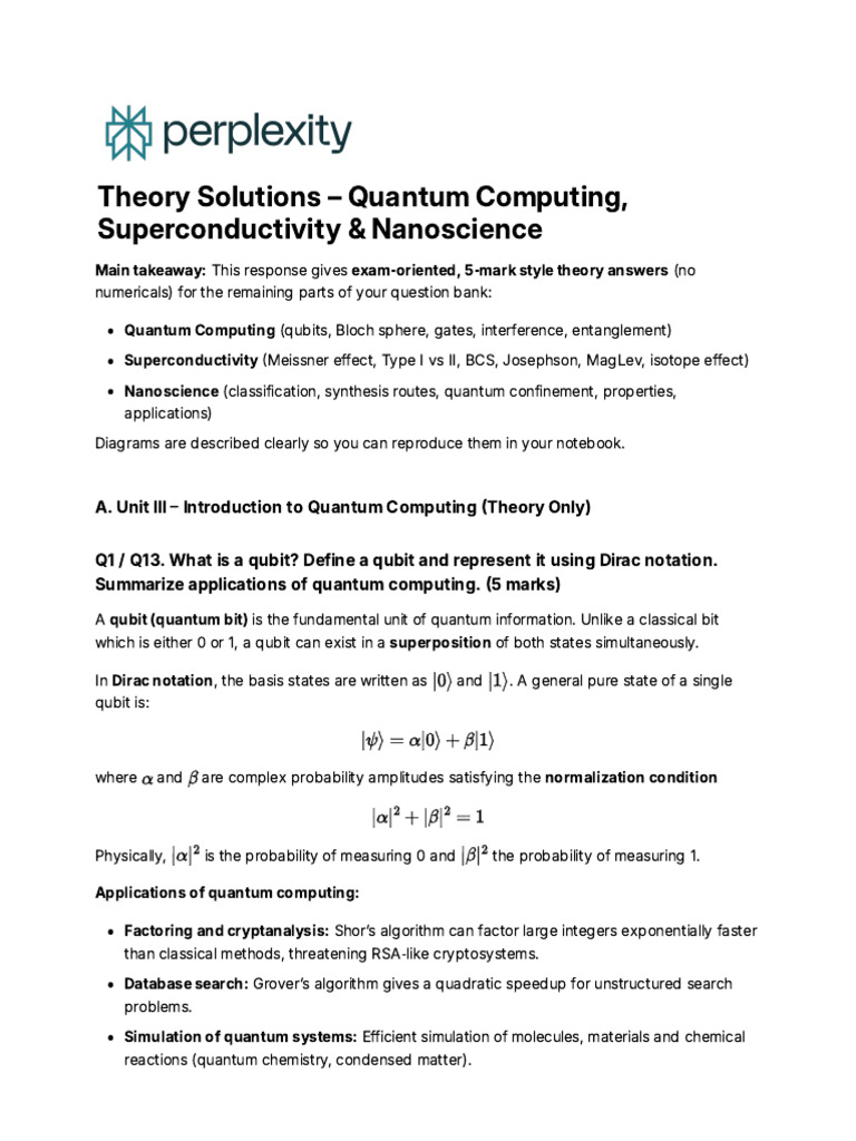 Theory Solutions - Quantum Computing, Superconduct | PDF ...