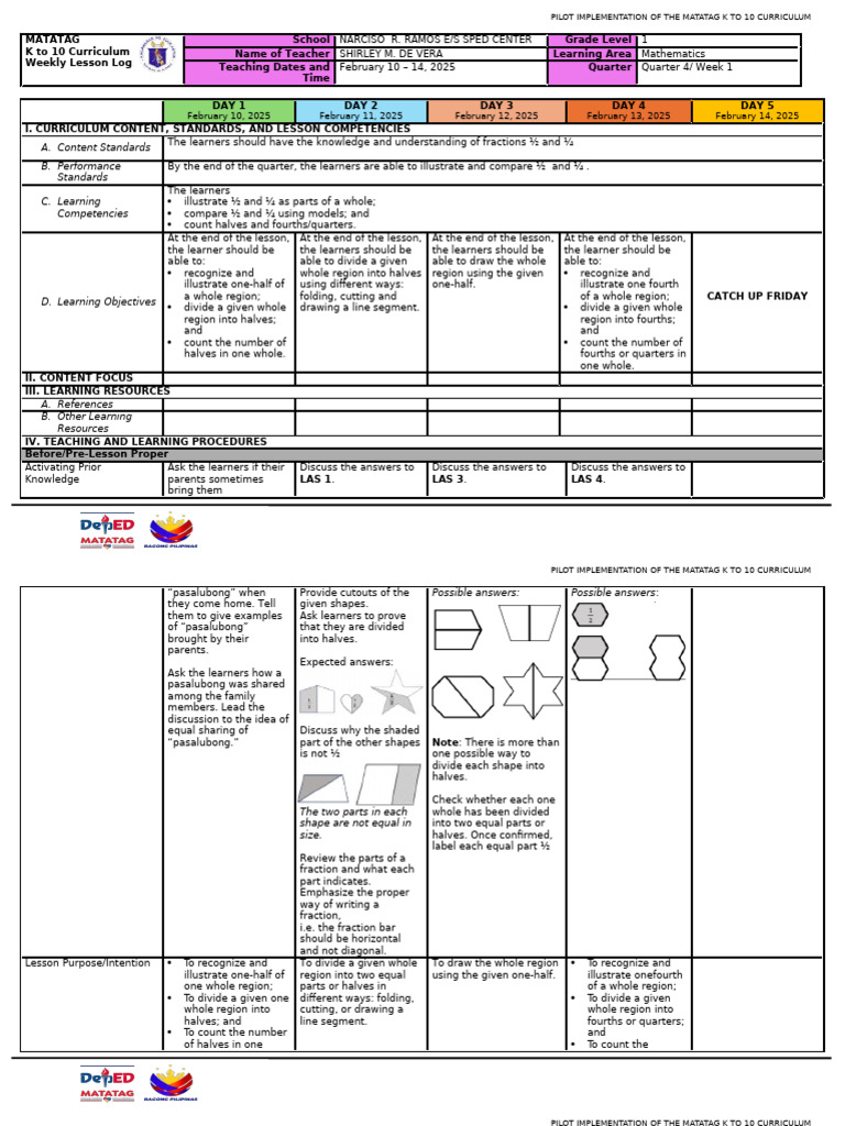 g1 q4 Le Week 1 Math | PDF | Learning
