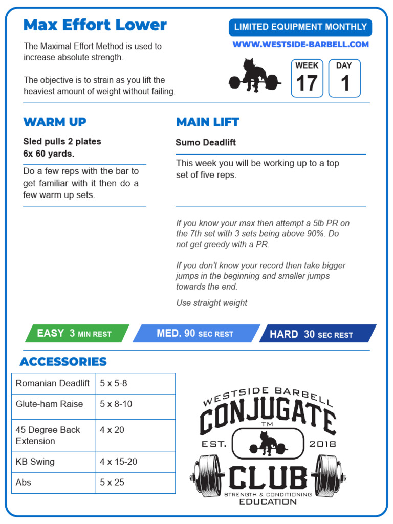 Conjugate Limited Access Month 5 | PDF | Weight Training | Strength ...