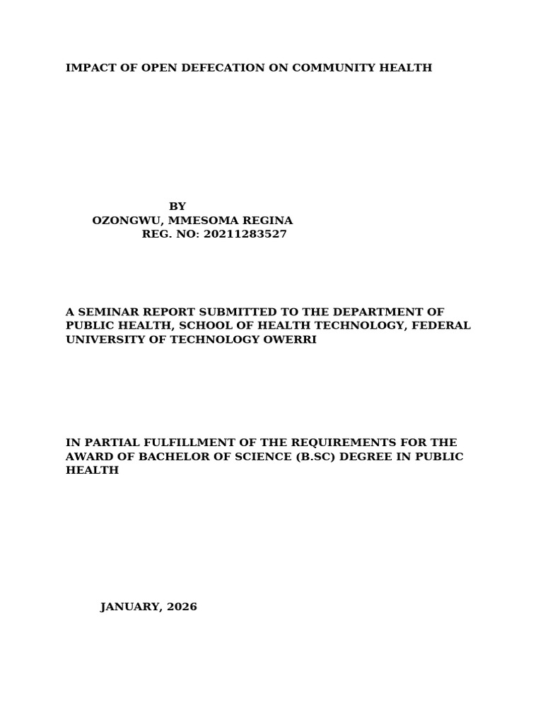 Impact of Open Defecation On Community Health | PDF | Wash | Sanitation