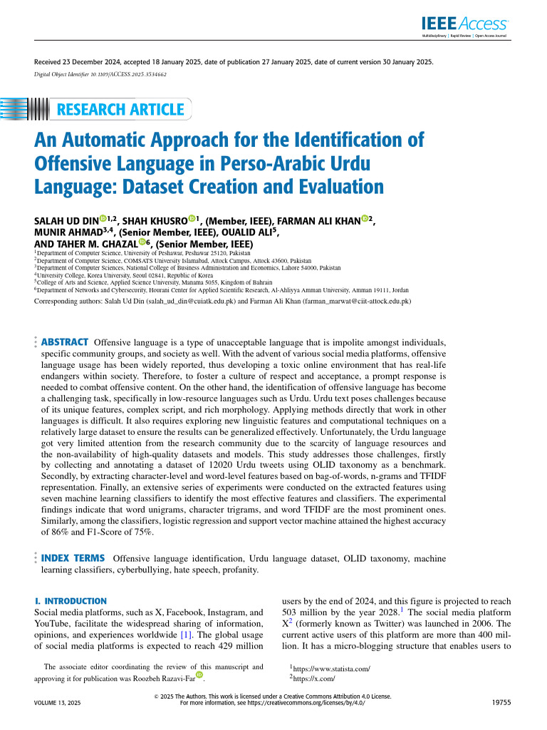 An Automatic Approach for the Identification of Offensive Language in ...