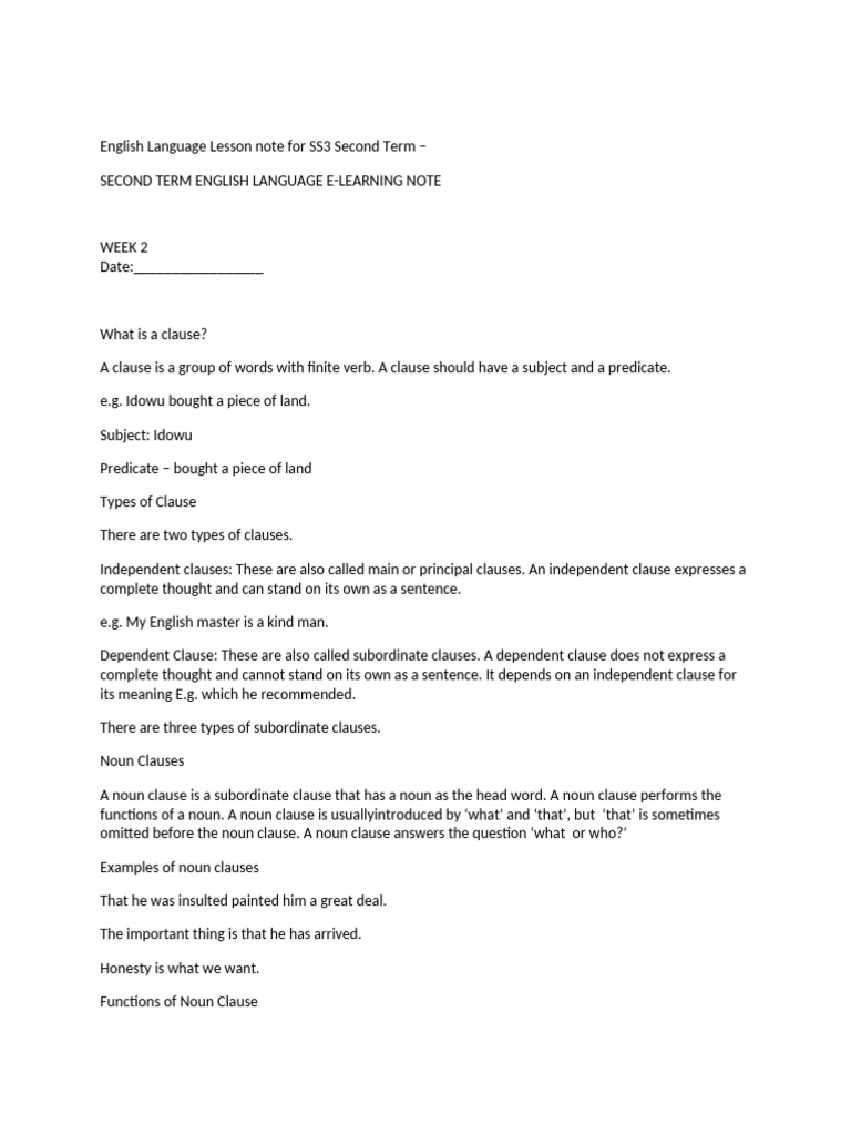 English ss3 lesson note | PDF | Adjective | Astronomy