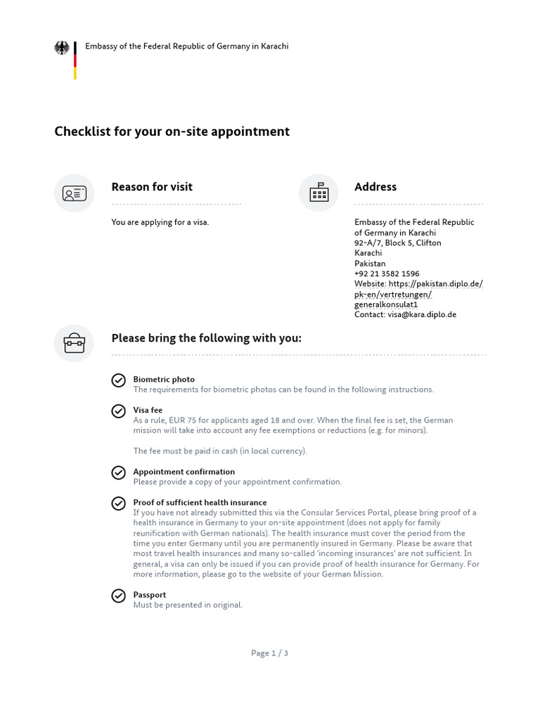 Checklist Documents For German Study Visa Interview | PDF | Travel Visa ...