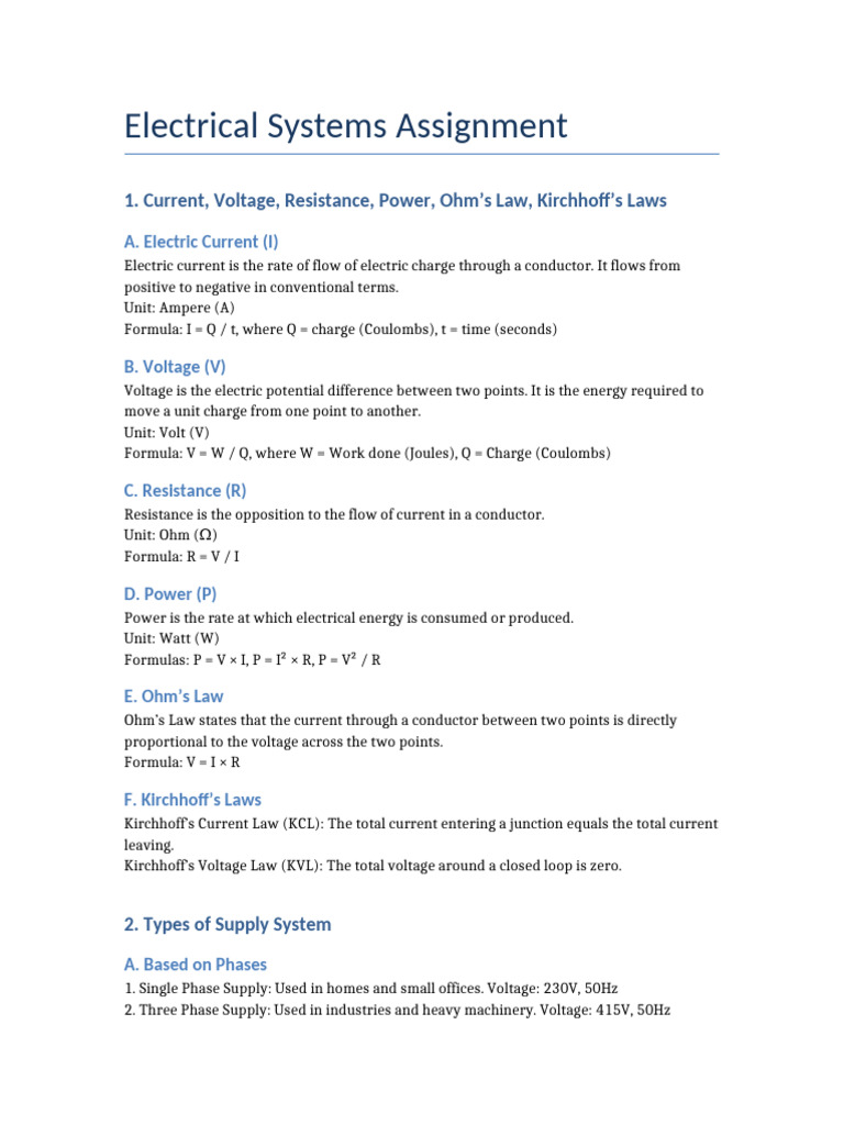 Electrical_Systems_Assignment_Expanded | PDF | Electrical Resistance ...