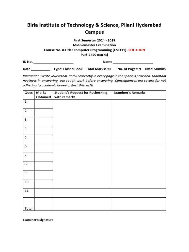 CP Midsem Part2 Q+Sol | PDF | Software Engineering | Computer Programming