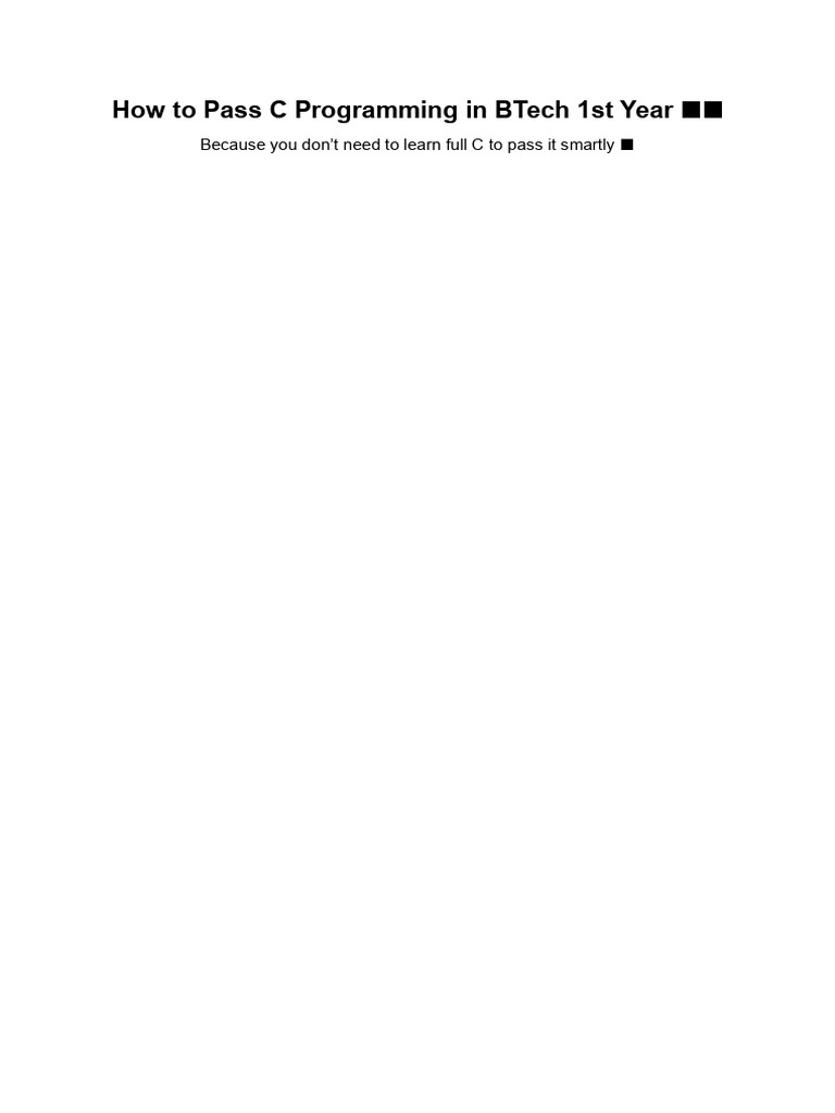 How to Pass C Programming in BTech 1st Year | PDF