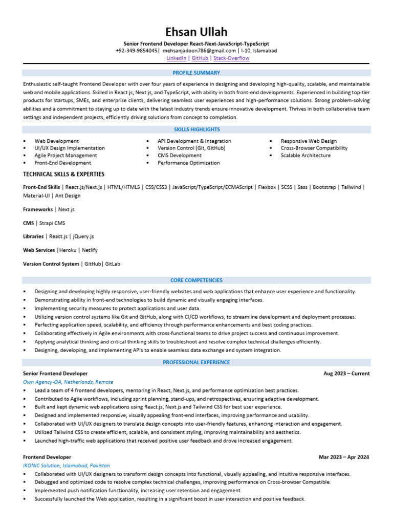 Ehsan Frontend React Dev - Ehsan Ullah | PDF | Web Development | Computing