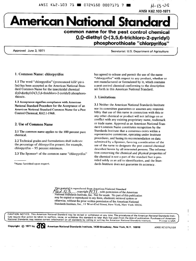 ANSI K62.103-1971 | PDF