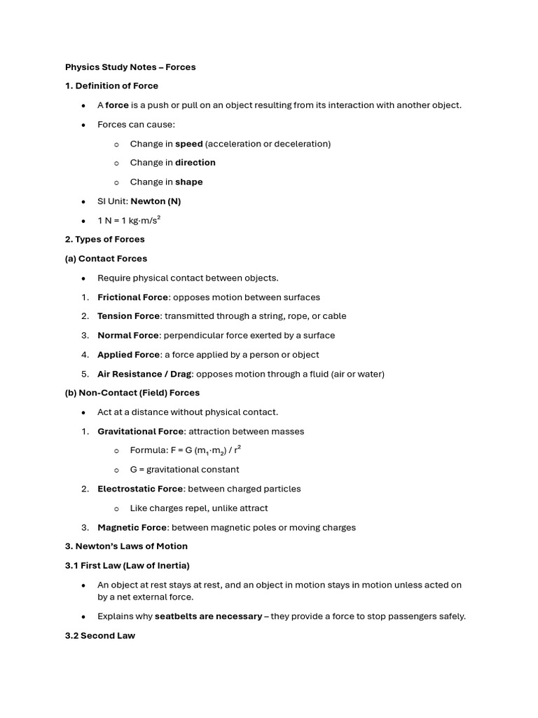 Physics Forces | PDF | Force | Friction