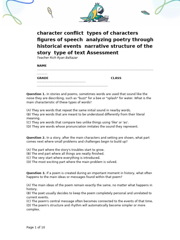 Activity Sheets Grade 5 | PDF | Narrative | Genre