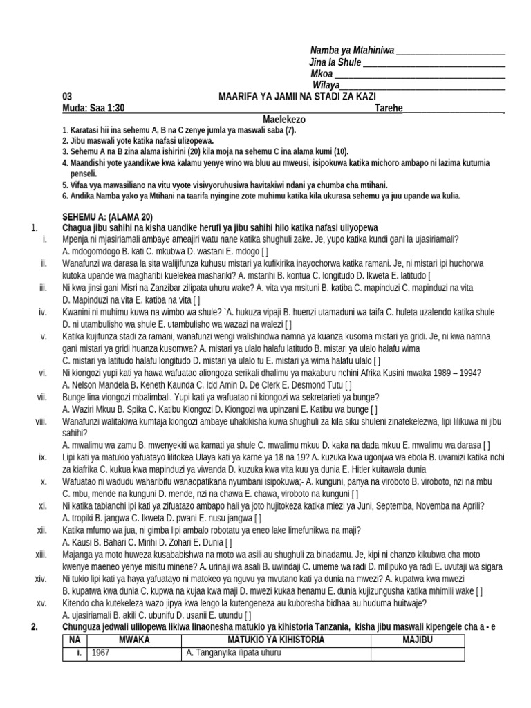 Maarifa Ya Jamii Augost 2025 | PDF