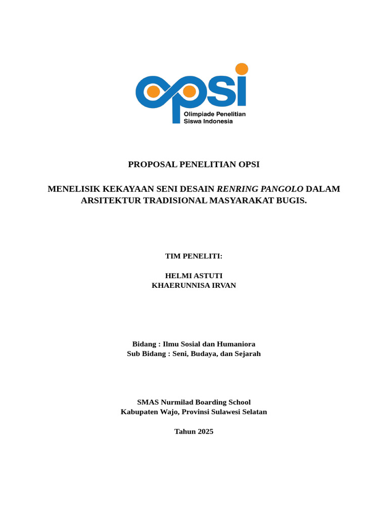 Proposal Penelitian Opsi 2025 | PDF