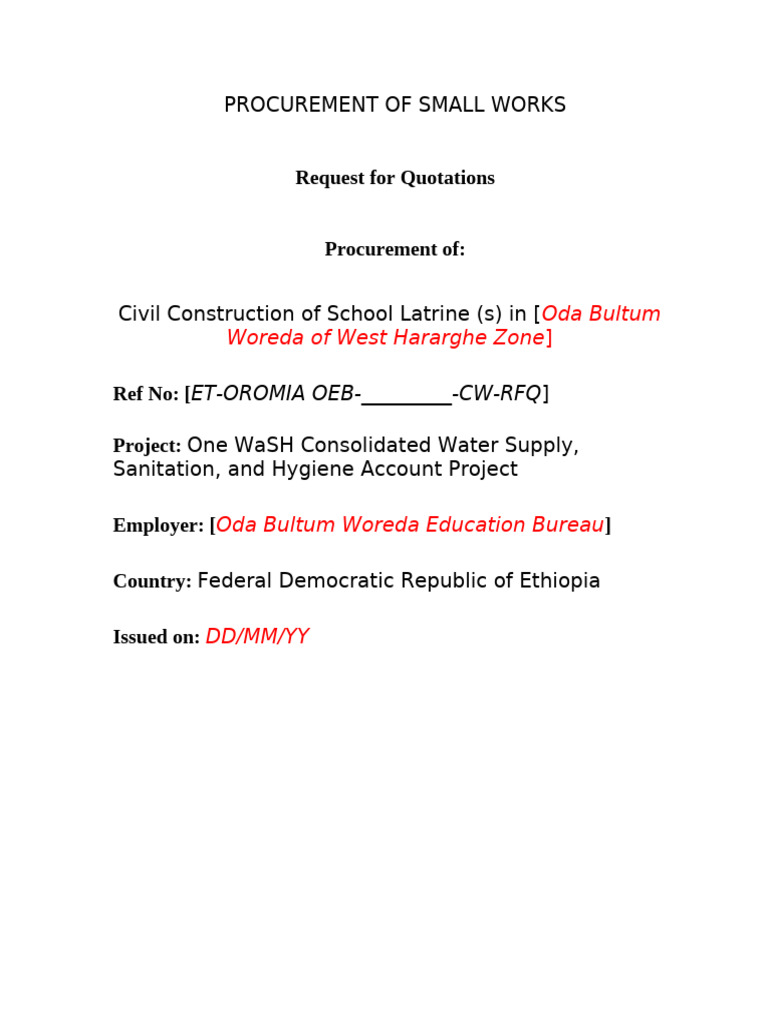Generic RFQ Small Works | PDF | Employment | Human Trafficking