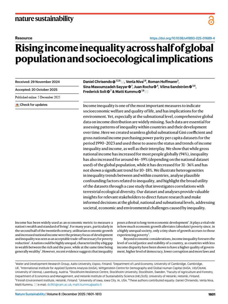 Rising Income Inequality Across Half of Global Population | PDF ...