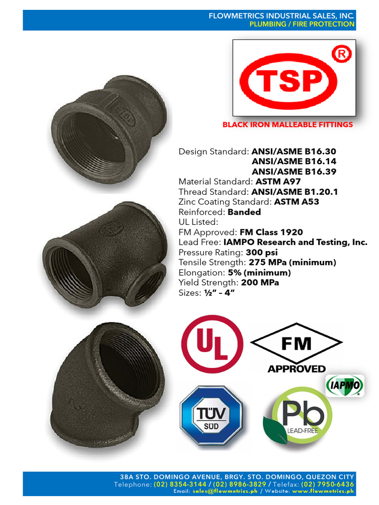 TSP Black Iron Malleable Fittings (UL, FM) | PDF