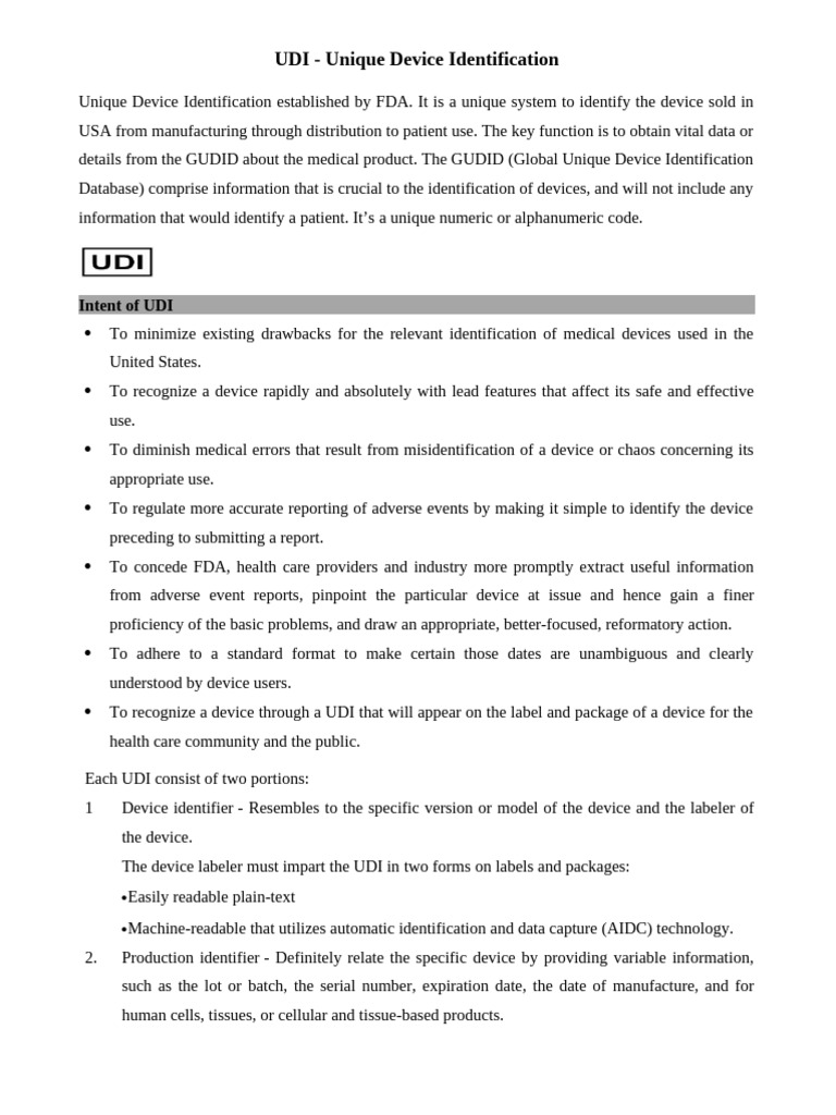 UDI Basics | PDF