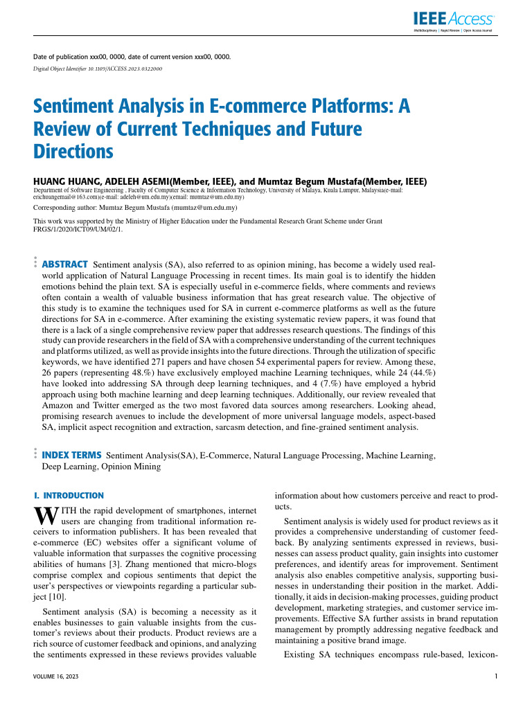 Sentiment Analysis in E-Commerce Platforms A Revie | PDF | Deep ...