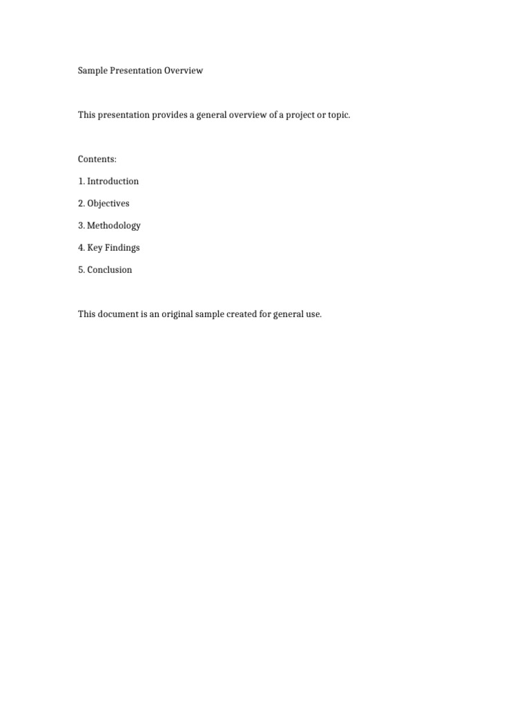Presentation Overview | PDF