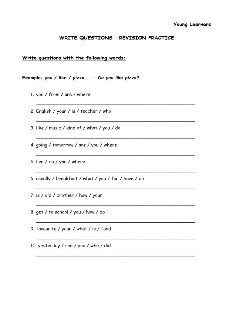 Write Questions – Revision Practice | PDF