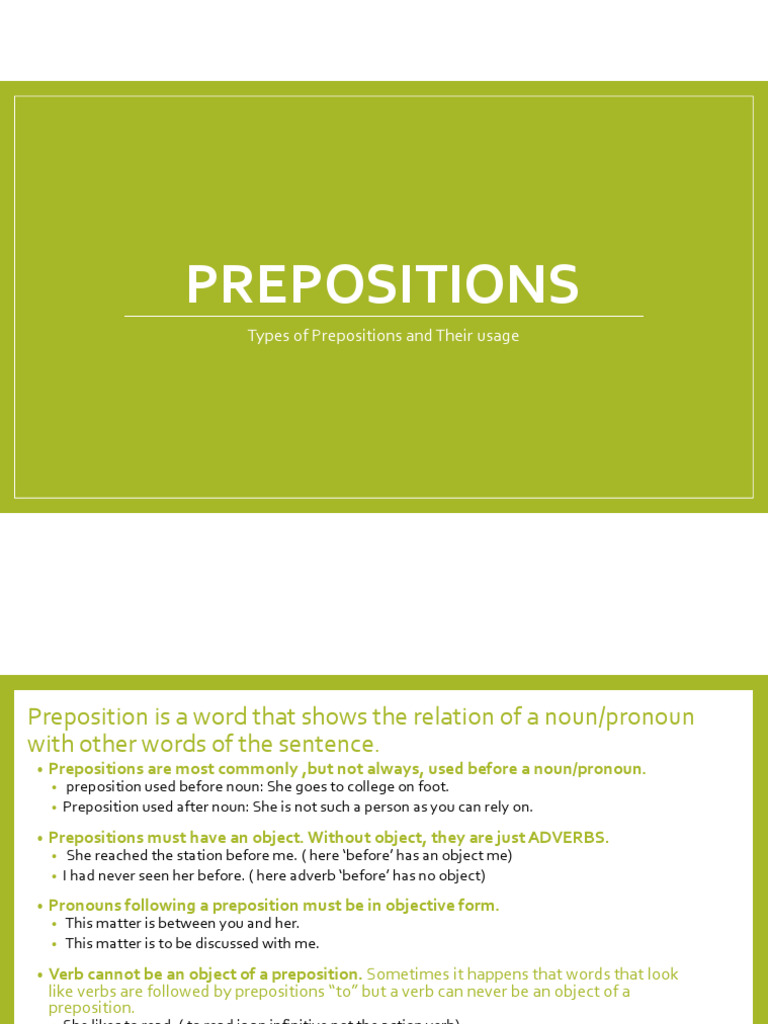 Prepositions | PDF | Verb | Semantic Units