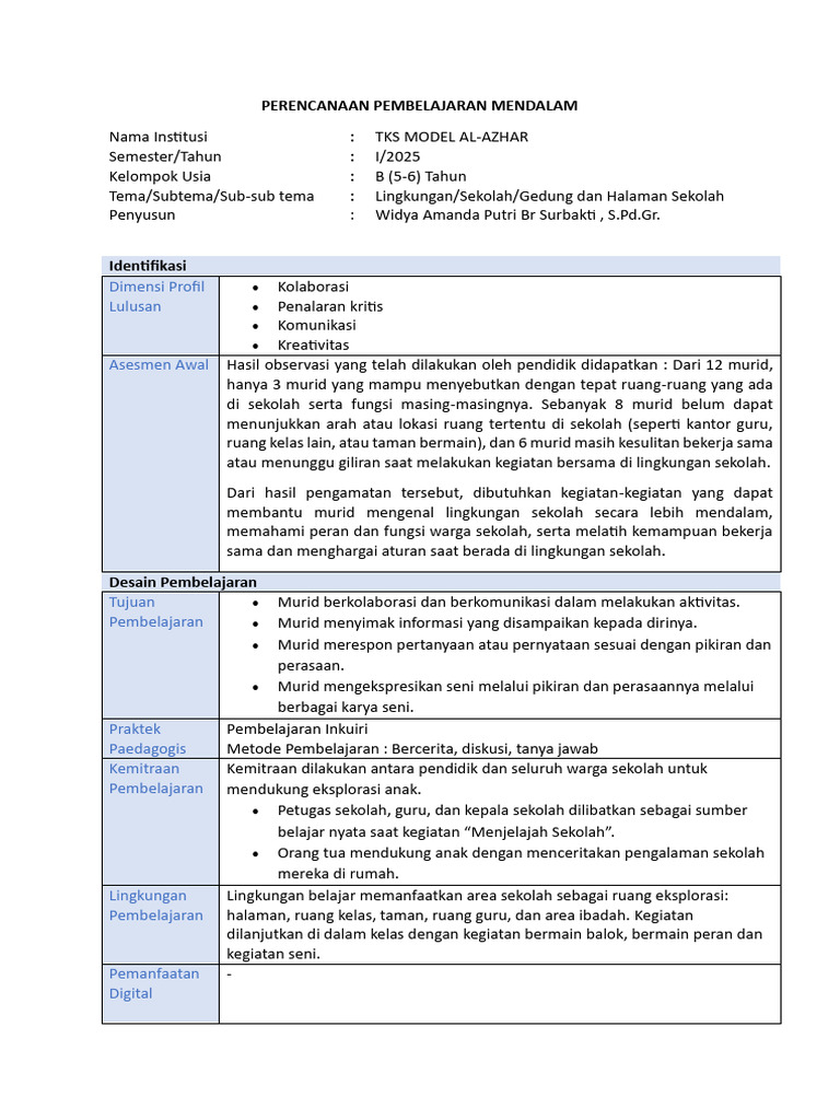Contoh RPP 2 | PDF