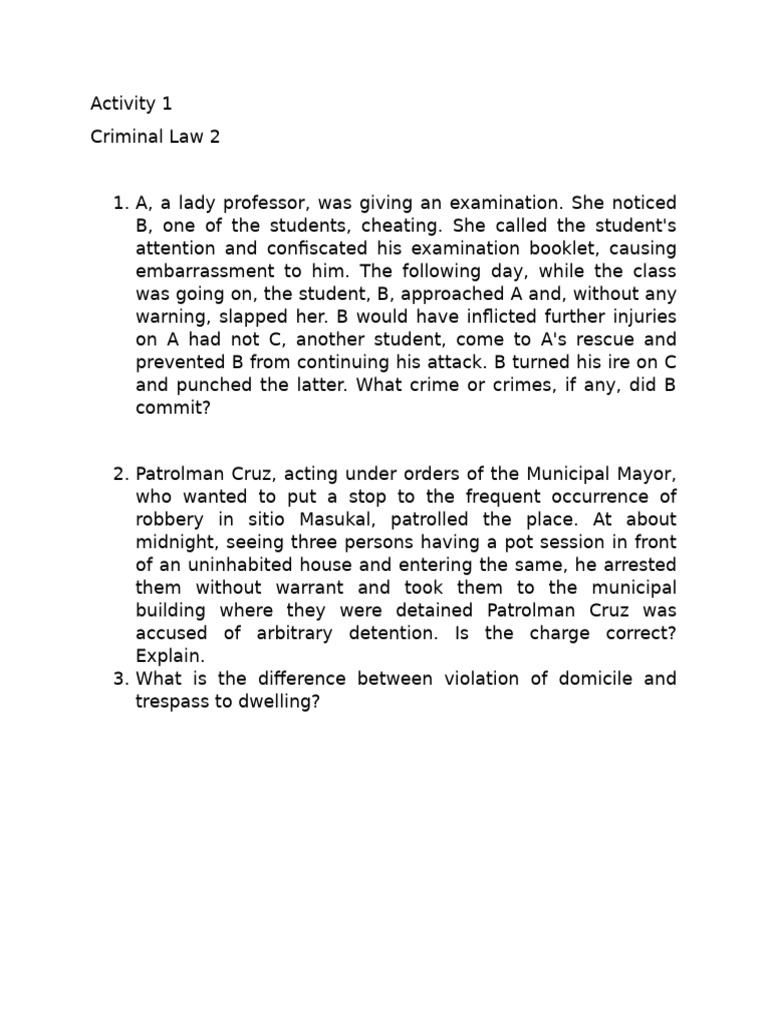 Activity 1 Crim Law 2 | PDF