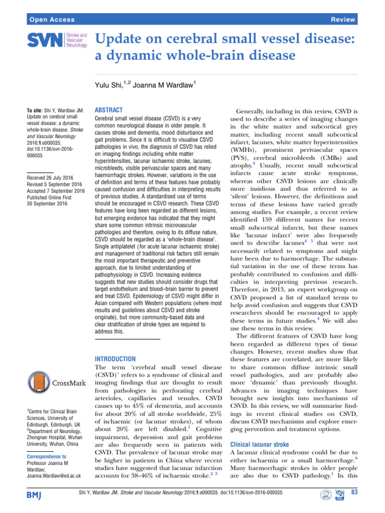 STROKE Update On Cerebral Small Vessel Disease: A Dynamic Whole-Brain ...