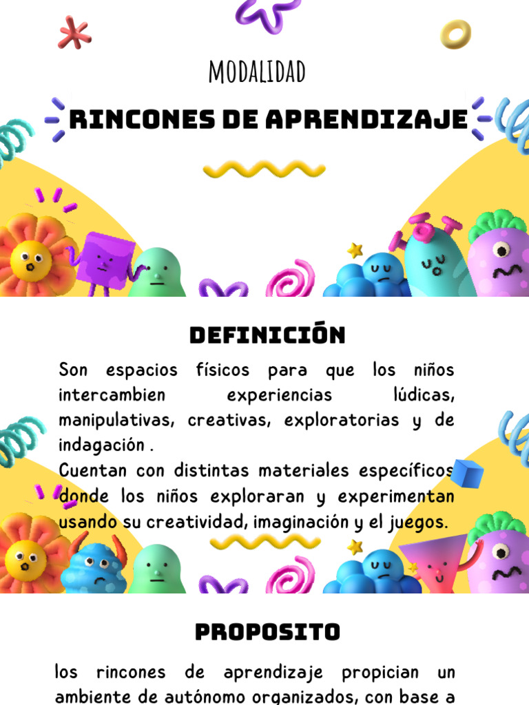 Modalidad de Rincones de Aprendizaje Diapos | PDF | Aprendizaje ...