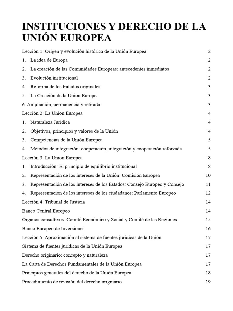Instituciones y Derecho de La Unión Europea | PDF | Consejo europeo ...