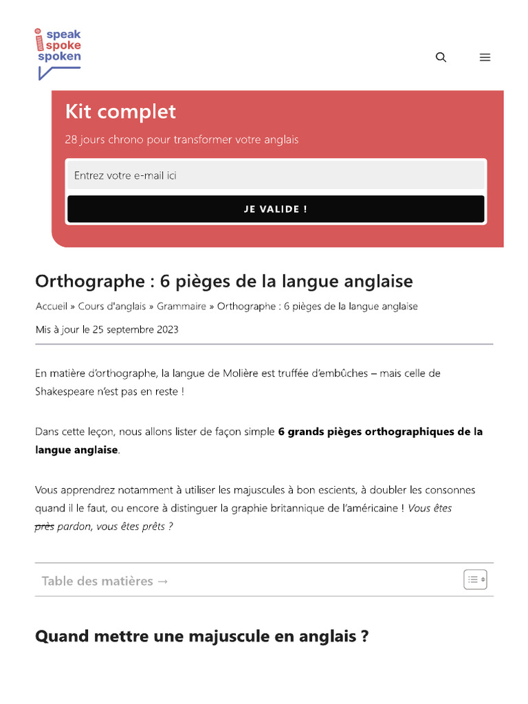 4-Orthographe - 6 Pièges de La Langue Anglaise | PDF