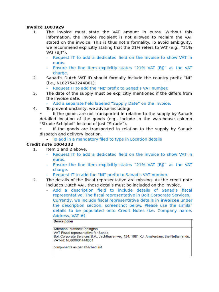Gaps in Invoice and CN_Netherlands | PDF