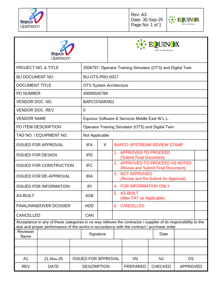 Bapco Ots Project- Ots System Architecture (Bu-ots-pro-0017-A1) | PDF ...