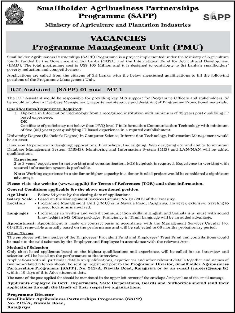 ICT Assistant SAPP | PDF