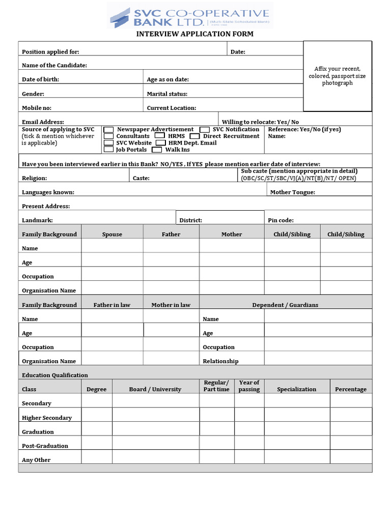 Interview Application Form | PDF