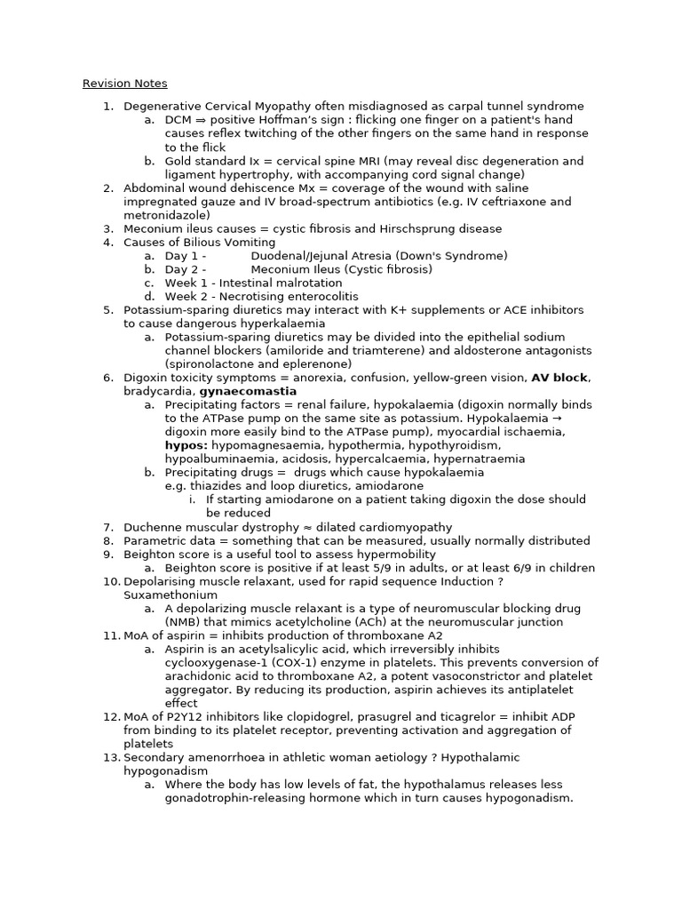 Revision Notes | PDF | Lactation | Benzodiazepine